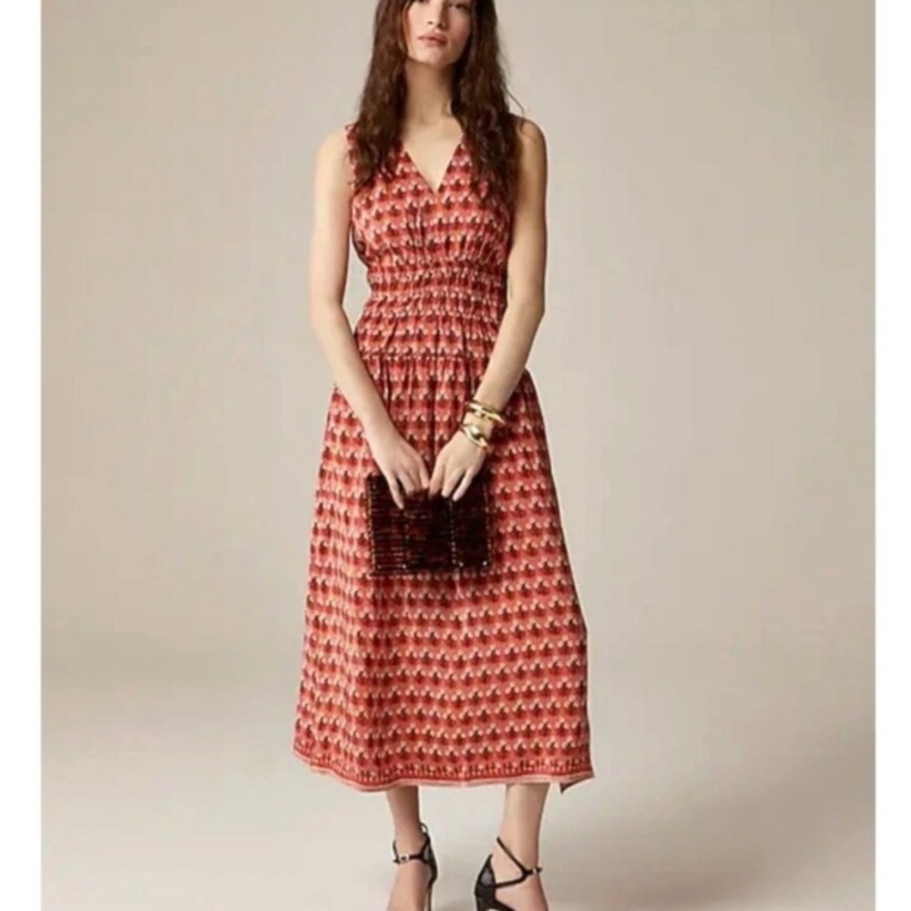NWT J. Crew Hyacinth Block Print Crepe De Chine Dress